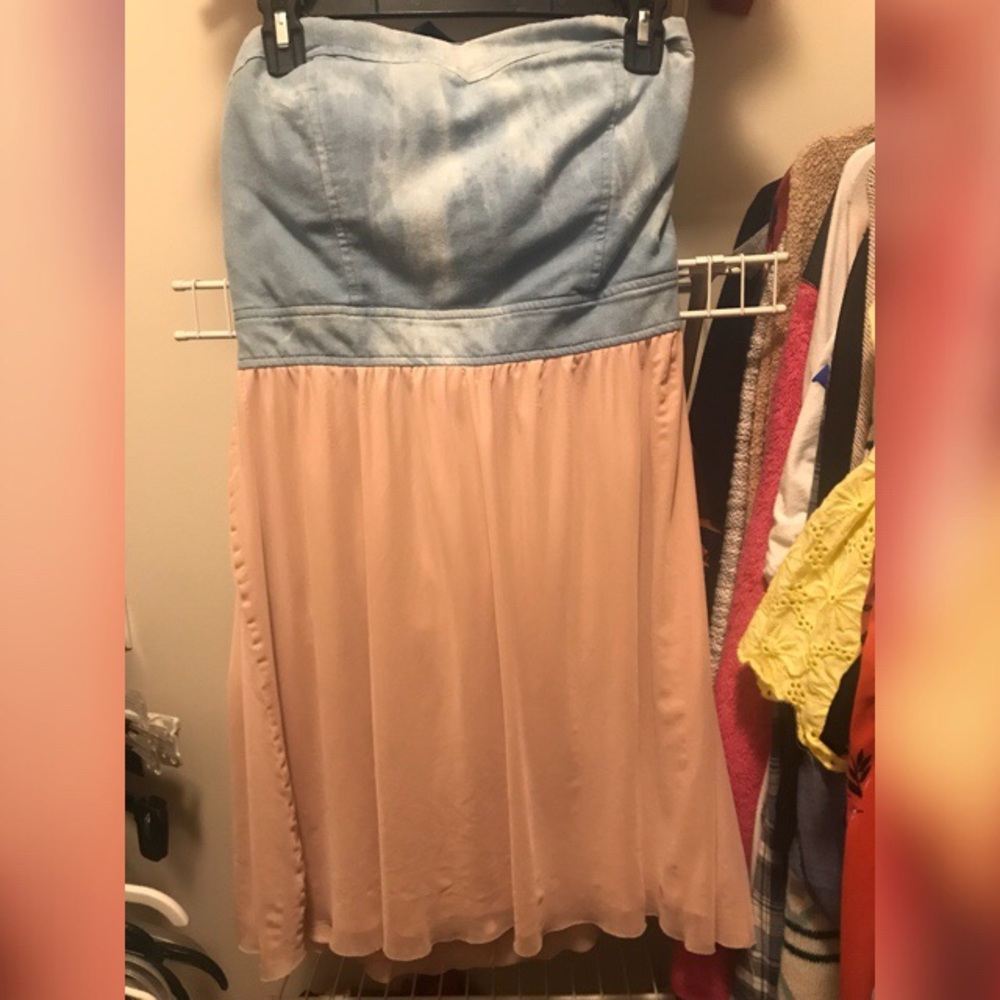 Strapless Denim and Blush Dress